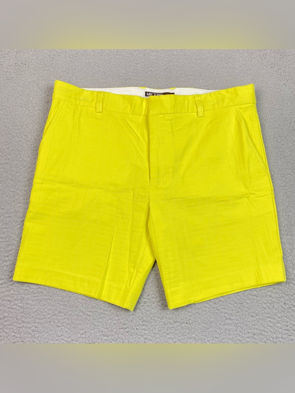 Mr Turk Bright Shorts Men's Size 36 Yellow Flat Front Cotton Chino 8" Inseam EUC